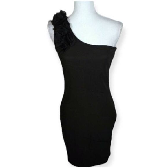 FOREVER 21 BLACK ONE SHOULDER DRESS SZ.M EUC - Picture 1 of 6